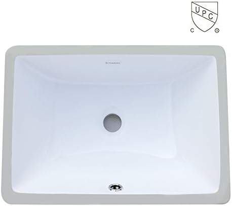 Boharers BC2001C Undermount Rectangular Lavatory Vitreous China Sink, White 18-Inch