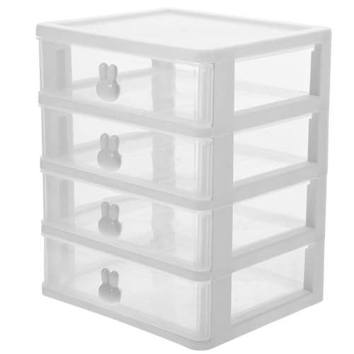 HOMSFOU Desktop Drawer Organizer 4 Drawer Storage Clear Desktop Storage Unit Small Plastic Drawers for Arts Crafts Small Tools Sewing Accessories Stationary