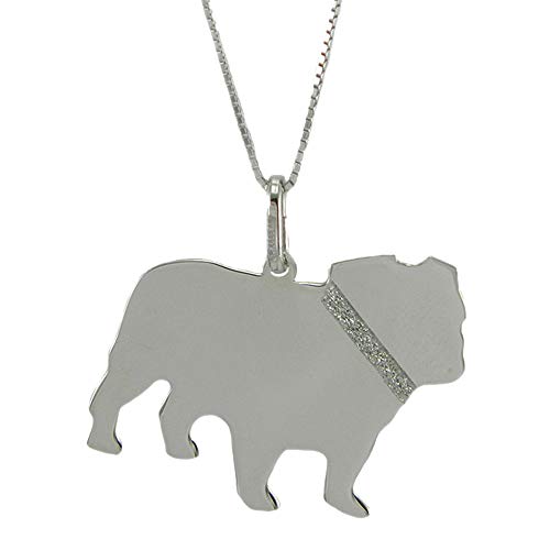Pendentif chien Bulldog Argent 925 gravé avec sa chaîne en maille élégante