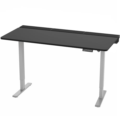 Image of VIVO Black 60 x 30 in Standing Desk, DESK-KIT-1G6-P3B | Electric, Holds 220 lbs, Sit Stand, Height Adjustable, Cable Tray, Full-Size Mouse Pad, Office Furniture, Gray Frame