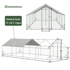 Image of Heavy Duty Metal Chicken Coop with Hardware Cloth (312 inch L x 120.5 inch W x 78.72 inch H)