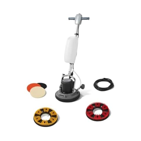13" Heavy-duty Multi-Functional Floor Buffer Polisher Machine - Clean, Buff, Scrubb and Polish with Ease! Ideal for Carpets Too! Includes Optional Solution Tank, 2 Brushes and 3 Scouring Pads Cover