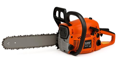 SVE Motosierra de Gasolina 52cc con Hoja de 50 cm – Arranque Rápido, Baja Vibración, Cadena de Alto Rendimiento, Ideal para Tala, Poda y Corte de Madera