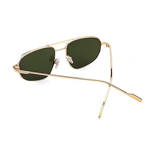 FEISEDY Retro Trendy Aviator Sunglasses Women Men 90s Small Vintage Glasses Stylish Gold Metal Oval Sunglasses B29064