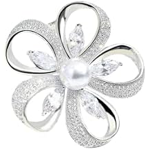 Delicate Pearl Rhinestone Crystal Flower Brooch Pin for Women Dress Hat Decoration Bride Engagement Wedding Jewelry