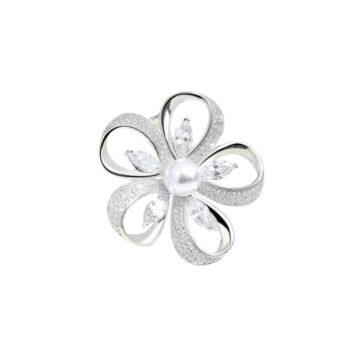 Delicate Pearl Rhinestone Crystal Flower Brooch Pin for Women Dress Hat Decoration Bride Engagement...