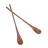 TOGEVAL 2 Stück Teiliges Japanischer Holzlöffel mit Langem Griff Vielseitig Einsetzbar zum Rühren von Kaffee Honig Gewürzen und Getränken Glatte Oberfläche für Küche Restaurant und Buffet