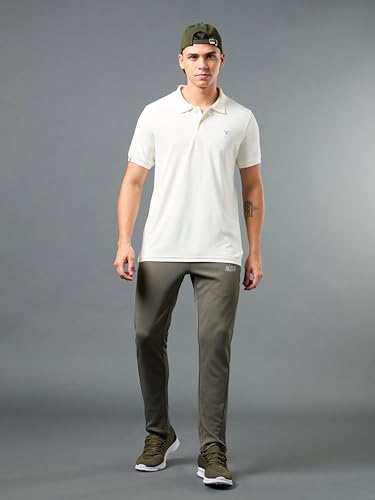 Image of TECHNOSPORT Men's Solid Slim Fit Polo Collar T-Shirt MATPIQ Half Sleeve Button Polyester for Gym Running Workout UPF50+ Anti Odour