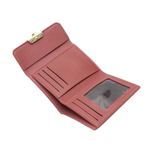 1Pcs Pouch for Money 3-Fold Floral Card Holder PU Leather Deep Pink 11.5x9cm3