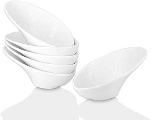Sushi Soy Sauce Dish - Dipping Bowls Set, White Porcelain Dipping Sauce Bowls/Dishes for Soy Sauce, Ketchup, BBQ Sauce or Seasoning- 1 Oz,Set of 6,D2