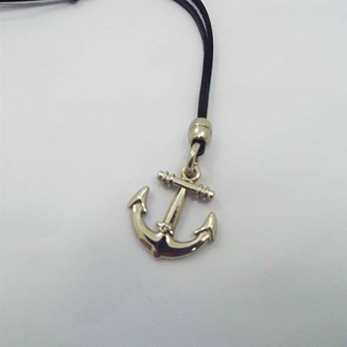 Colar Masculino em Camurça Regulável Ancora em Metal Zamak