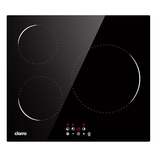 Ciarra CABBIH3-C Placa de Inducción, 60 cm con 3 Zonas,Placa de Inducción Empotrable, Control Táctil 9 Niveles de Potencia, Protección Infantil y Temporizador