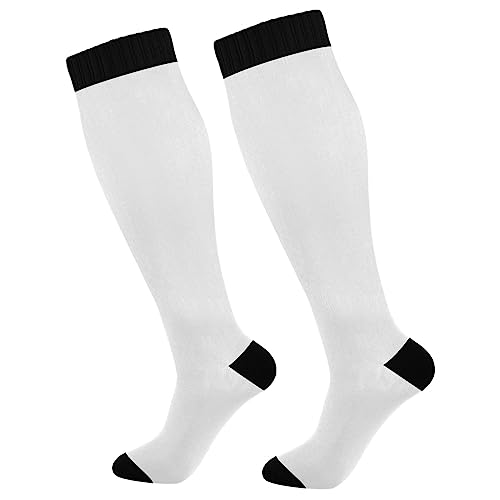 ODAWA Calcetines de compresión para enfermera, suaves, cálidos, antideslizantes, para invierno, para enfermeras, correr, atletismo, Blanco, talla única