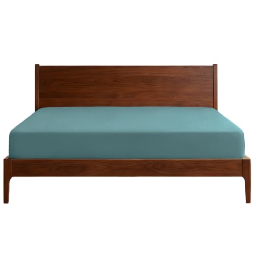 Image of Lirex Fitted Sheet, Full Size 100% Cotton 300 Thread Count Soft Breathable Fitted Sheet, Blue