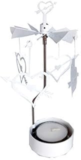 Verano Rotating Tea Light Candle Holder White Spinning Tealight Holder for Home Festival Decoration Heart Shape