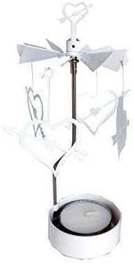 Verano Rotating Tea Light Candle Holder White Spinning Tealight Holder for Home Festival Decoration Heart Shape