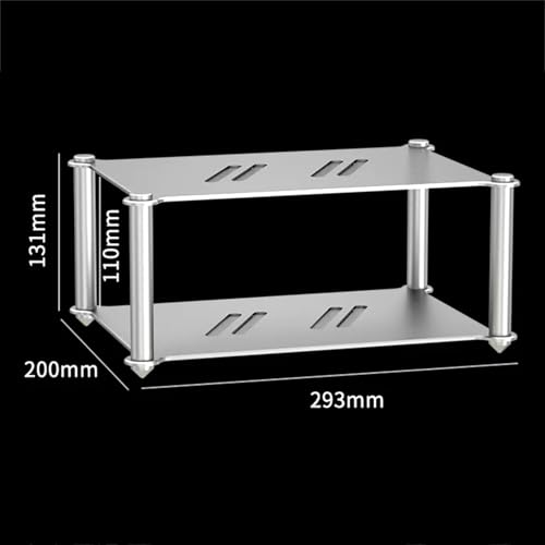 Estante de componentes de audio ventilado en aluminio con dos niveles apilables 6