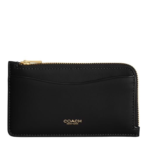 Coach New York Zip Card Case petit portefeuille porte-monnaie zippé en cuir véritable