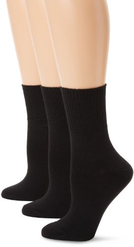 Hanes Women's Comfortsoft Cuff, Black, Shoe Size 5-9 (Pack of 3)