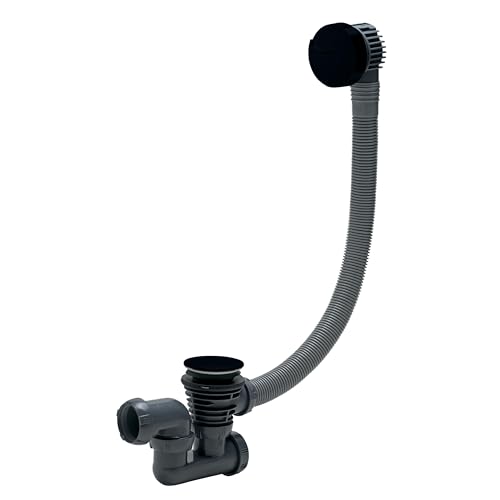 Wirquin 30724541 - Set di scarico per vasca da bagno Black Touch con cavo L700 mm, nero