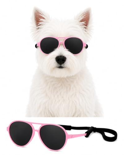 G029 Dog Pet Cat Aviator Pilot Sunglasses for Small to Medium Breed 12-25 lbs, Pink