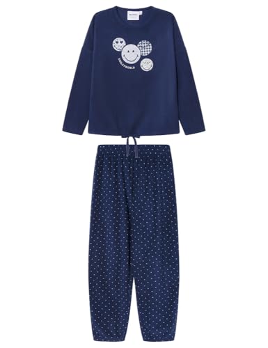 Women'secret Pijama de Manga Pantalón Largo Colección Multilicense Cottage, Navy, M para Mujer