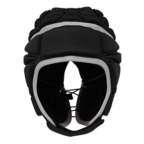 Colcolo Protector de Cabeza de Rugby Fútbol Casco de fútbol Adulto Niño Esponja Juvenil Sombrero de Scrum a Prueba de Golpes Lacrosse Monopatín Cascos - Negro