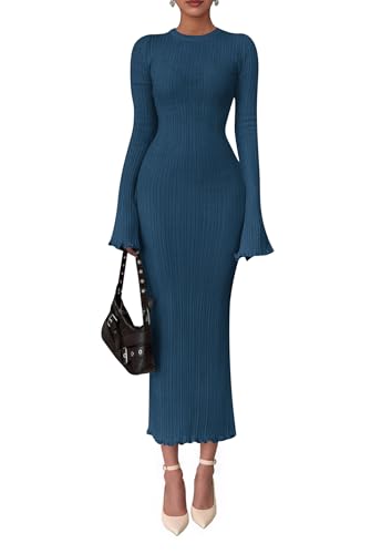 Image of PRETTYGARDEN Women's Sweater Dress Long Sleeve Maxi Dresses