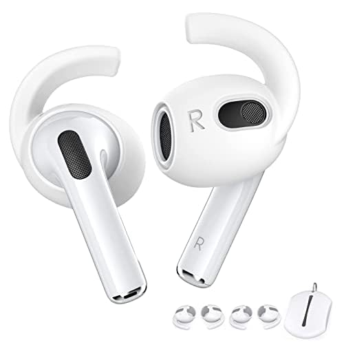 Mizi [2 Pairs] AirPods 3rd Generation 2021 release ear hooks covers [Added Storage Pouch] anti slip grip [Not Fit in The Charging Case] - White