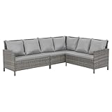SVITA Madison Rattan-Lounge Polyrattan Ecksofa Gartenmöbel-Set Sofa Garnitur Couch-Eck Grau