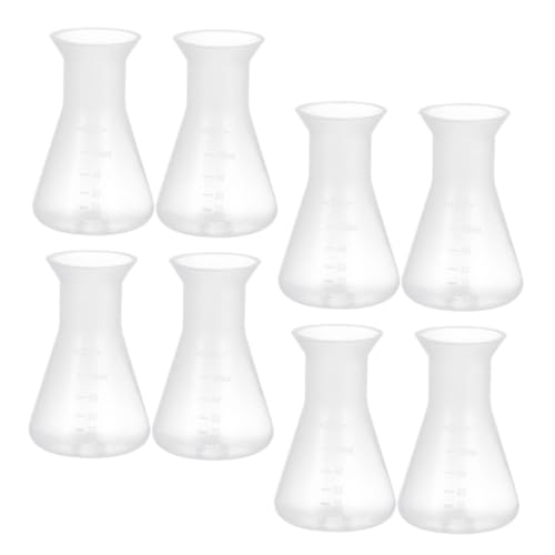 CANIGHT Narrow Neck Plastic Erlenmeyer Flasks 8-Piece Set for Chemistry Experiments Lab Scale Flasks