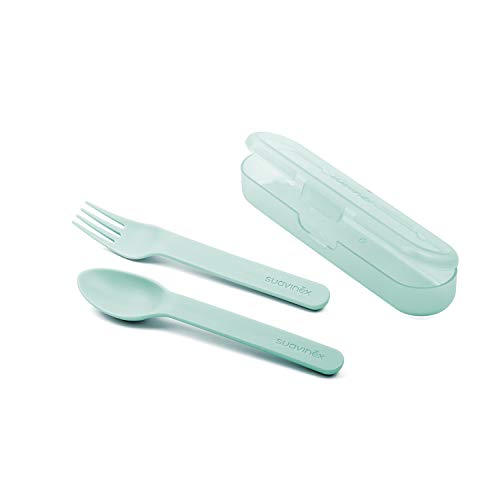 Set 2 Posate In Silicone Per Neonati - Con Scatola Per Riporre, Bianco E Rosa