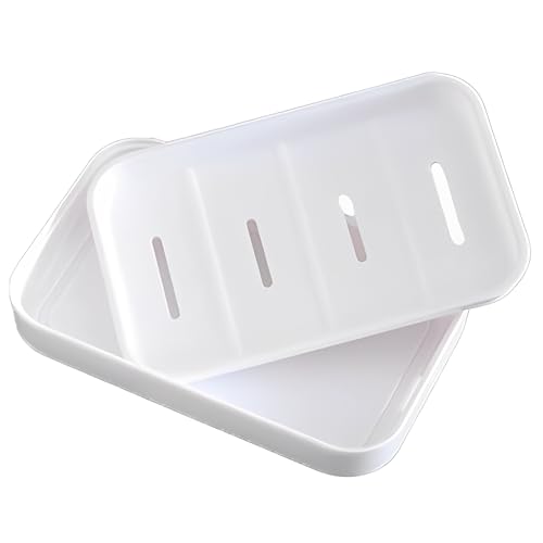 Eastrise Soap Dish with Drainage,Soap Holder of Travel,Portable Shower Soap Box,Non-slip,Dry,Suitable for Bathroom,Kitchen,Easy Cleaning(White)