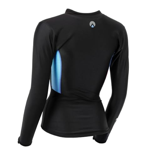 Sharkskin Camiseta de Manga Larga con Cierre Completo para Mujeres, Negra/Rosa, para Buceo y Deportes Acuáticos miniatura 2