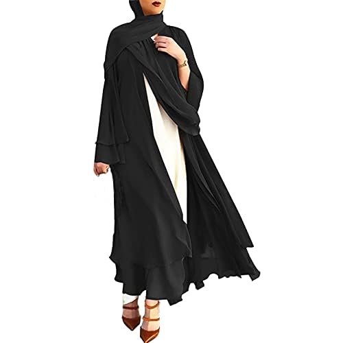 Generisch Abaya Donna Elegante Abbigliamento da preghiera per Donna Burka Hijab Abito Porta Teset Giyim Elbise Musulmano Preghiera Chiffon Abito Aperto Abaya Dubai Turchia Islam Caftano Eid Robe