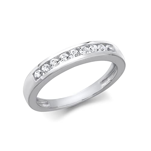 Bague or blanc 9 carats femme CARISSIMA Bella Diamanti 9 pierres 3 mm joaillerie