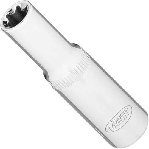 ViGOR T-Socket Long 3/8 Inch V7014-11 (10 mm) Square Drive, E-Profile, Spanner Width E11, 63 mm Length