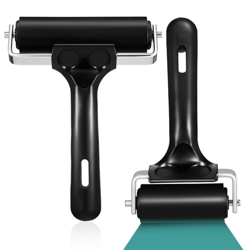 Veemoon 2 Piezas rodillos rodillo para manualidades Multifuncional pequeño brayers de grabado fondo de pantalla brayers rodillo artesanal herramienta de rodillo de goma caucho