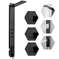 BWE Modern Rainfall Shower Panel Tower System Multi-function 304 Stainless Steel Shower Tower Massage System with 2 Powerful Body Jets and Shower Hand Black