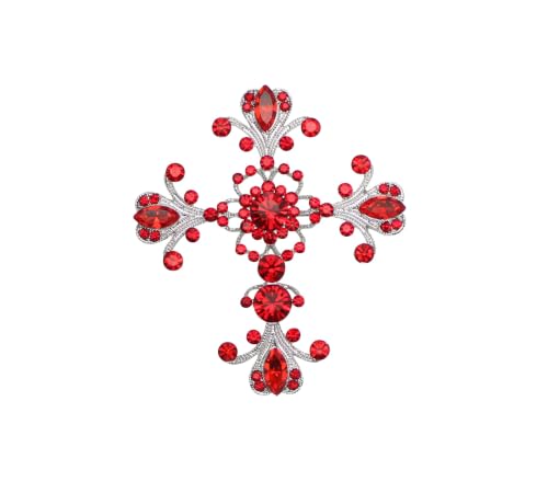 Image of Faship Gorgeous Rhinestone Crystal Cross Crucifix Pin Brooch