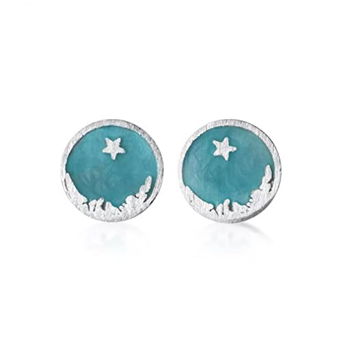 Anti-allergie boucles d'oreilles émail bleu argent 925 pour peaux sensibles