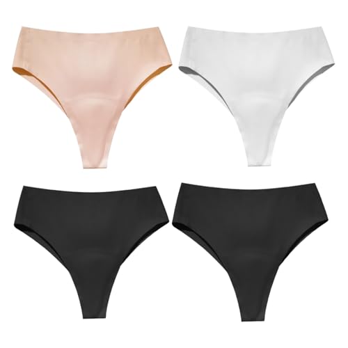 Lista de Braguitas, tangas y culotes para Mujer al mejor precio. 44 ILZMMAU 4 Piezas de Ropa Interior sin Costuras para Mujer, antivergüenza, Tanga Invisible con Puntera de Camello y Almohadilla de látex en la Entrepierna (4pcs-f,Grande)