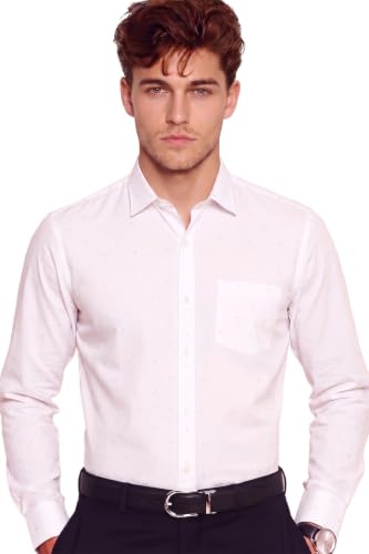 Image of Peter England Men's Cotton Slim Fit Ditsy Printed Full Sleeve Shirt