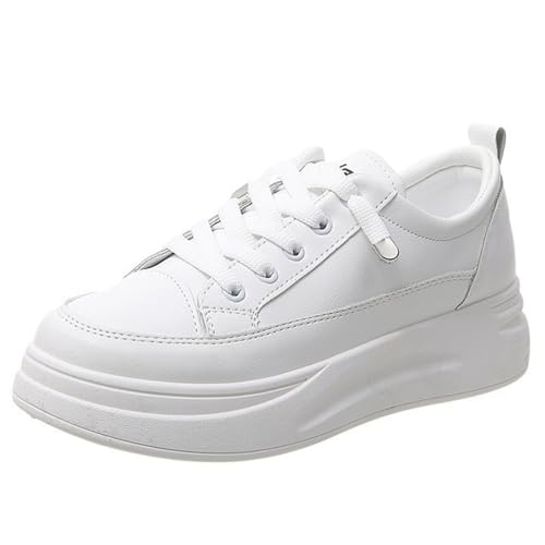 Women's Comfortable Platform Thick Sole White Sneakers Fashion Casual Low