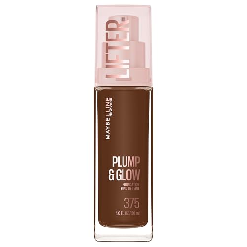 Image of Maybelline Lifter Plump & Glow Foundation, Liquid Foundation with 2% Niacinamide + Hyaluronic Acid, Plumping and Brightening Face Makeup, 375, 1 Count