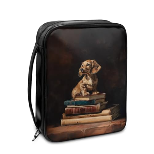 Qiyupavto Dog and Book Bible Cover,Bible Tote Bags Zipper and