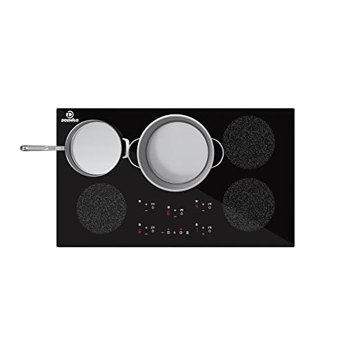 Doumigo 36 Inch Induction Cooktop, 9600W Electric Stove Built-In 5 Boost Power Cooktop Burners, 9 Heating Level Electric Stove Top With Kid Safety Lock And Timer, 240V Electric Cooktop #TOP4