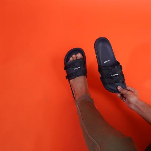 Image of CHUPPS Element Grey & Black Drift Orthopedic Slippers | Soft Footpharma Footbed | Breathable Ventilation Holes | Lightweight Flip Flops | Anti-Skid Chappals for Everyday For Mens