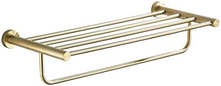 MARMOLUX ACC Large Towel Rack Bathroom Towel Shelf with Towel Bar (24 Inch Stainless Steel) Shower Organizer Classical Round Style Wall Mount Gold Brushed Finish