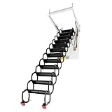 Ceiling Mount Attic Ladder, Heavy Duty 660LBS Capacity Retractable Ceiling Pull Down System, 12 Steps Folding Loft Step, 12-Step Hidden Mount Attic Extension Stairs for Garage & Home Attic Access